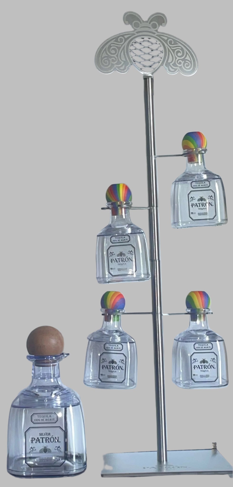 Colorful top Patron cups Reusable Acrylic Cups, 1000ml Patron Pouring Pitcher with stand